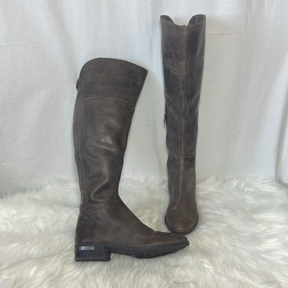Vince Camuto Pedra Grey Leather Over The Knee Riding Boots Sz 9